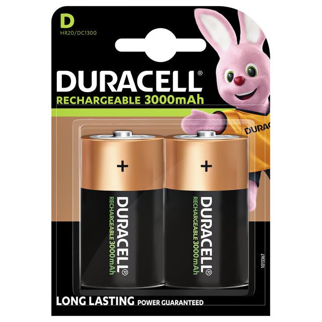 Duracell - Batteries rechargeables D, cloque de 2 pièces