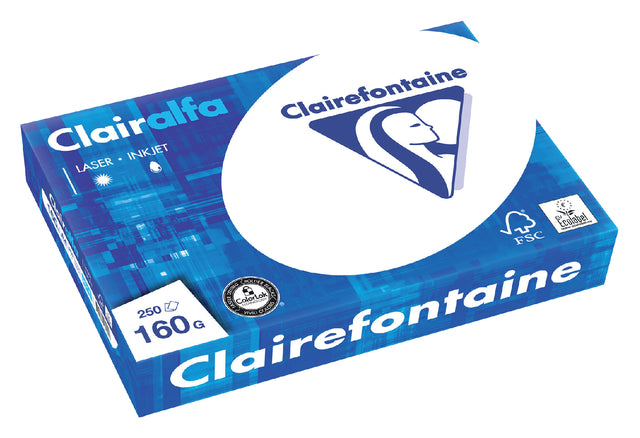 Clairefontaine - Clairalfa Präsentationspapier ft A4, 160 g, Pach von 250 Fil