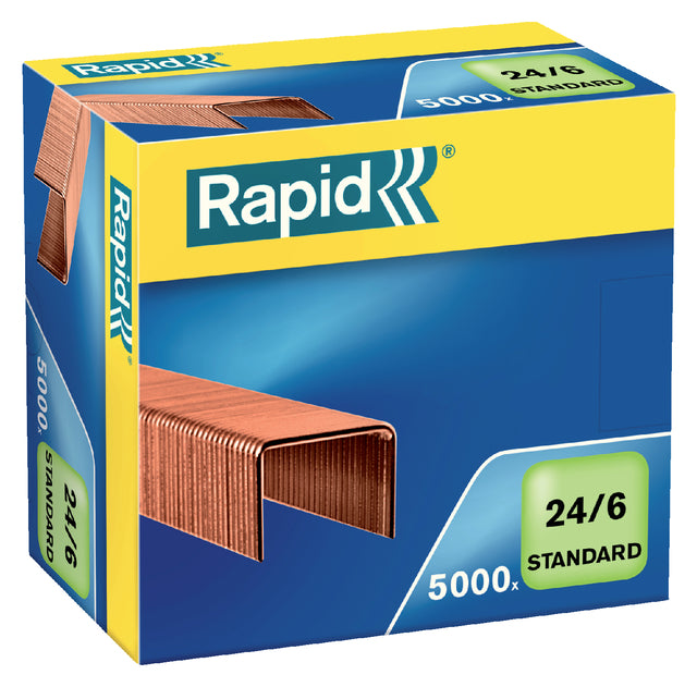 Rapid - agrafes 24/6 Revêtement en cuivre Standard 5000 pièces | 10 pièces