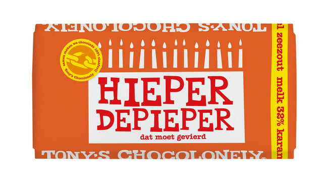 Tony's Chocolonely - Barne de chocolat 180Gr Milk Caramel Salt Sea Hieper de Pieper