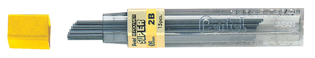 Pentel - potloodstiften, 0,9 mm, 2B, etui van 12 stuks