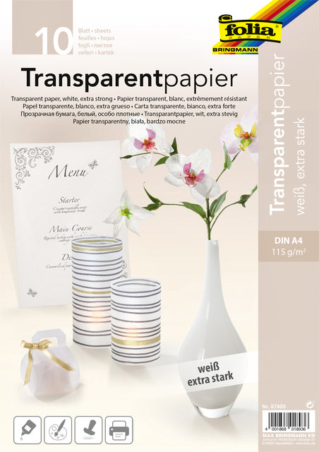 Folia Paper - Papier transparent Folia A4 115gr blanc