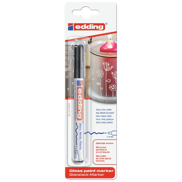 Edding - Viltstift  751 lak rond 1-2mm blist1 zwart