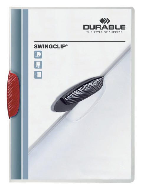 Durable - Klemmap Swingclip 30 feuilles rouges | 25 pièces