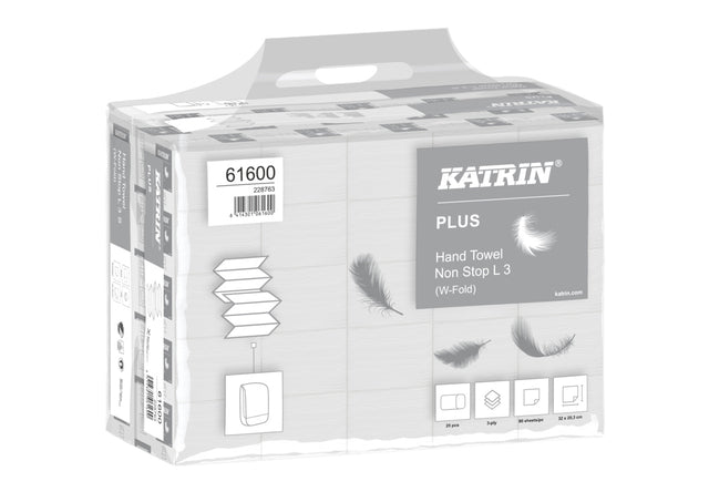 Katrin - Handtuch 61600 W -Fach plus 3 Schicht 20,3 x 32 cm 25x90st