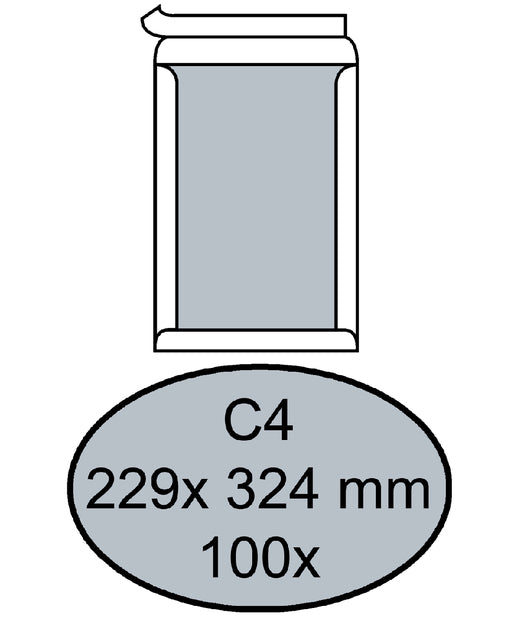 Quantore - Umhüllung Bordrug C4 229x324mm Selbst -Kl. Weiße 100 Stücke