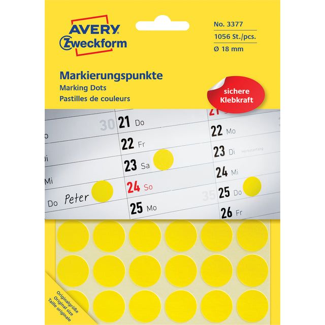 Avery Zweckform - Étiquettes rondes Diamètre 18 mm, jaune, 1 056 pièces