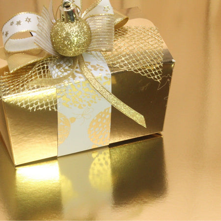 Bonbon doosjes - Chocolade doosje - Goud glans met banderol Kerstbal - 24 stuks