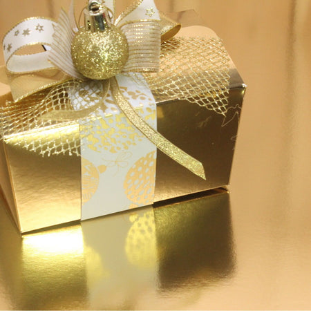 Bonbon doosjes - Chocolade doosje - Goud glans met banderol Kerstbal - 24 stuks