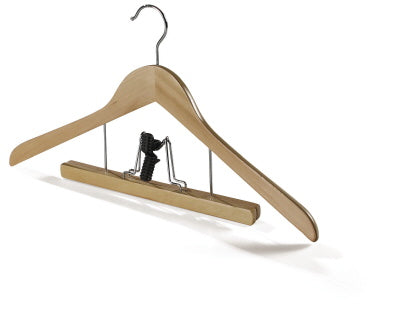 Klika - Cintre en bois 44 cm pince à pantalon épaisseur 12mm