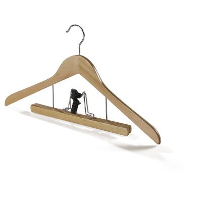 Klika - Cintre en bois 44 cm pince à pantalon épaisseur 12mm 20 pièces