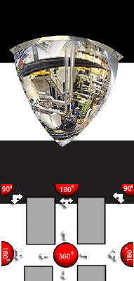 Klika - Miroir de surveillance 1/4 demi-sphère 80 cm 2 pièces