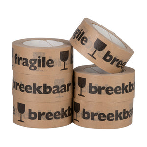 Klika -  Kraft e 'breekbaar fragile' 50 mm x 50 meter bruin | 6 stuks