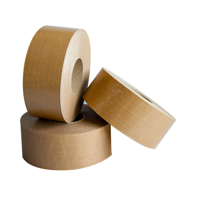Klika -  Papieren plakband versterkt 70 mm x 150 meter bruin (niet zelfklevend)