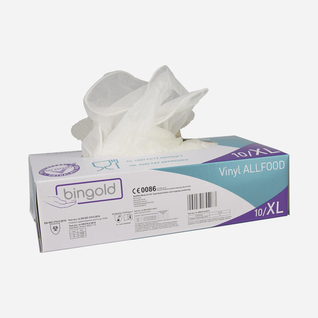 Klika - Gants jetables en vinyle allfood sans latex et poudrés xl transparents