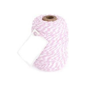 Cotton Cord Twist/ Katoen touw 50 meter roze/wit ø2mm